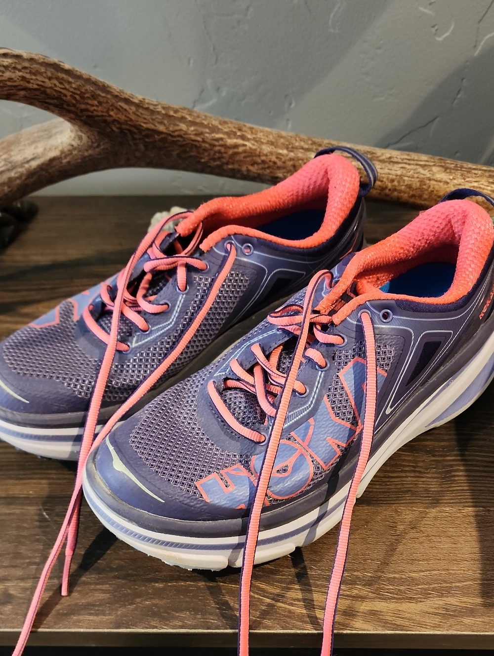 Hoka Women’s Running Shoes in Purple and Coral Pink